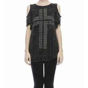 Vocal Top ~ Embellished Cross Print Top